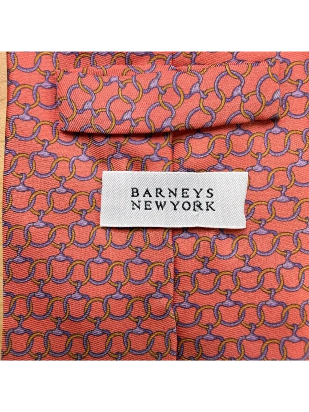 Barneys New York Mens Pink Silk Patterned Tie Handmade In Italy Stylish Design